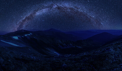 Wall Mural - milky way over mountains