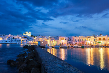 Wall Mural - Picturesque Naousa town on Paros island, Greece in the night