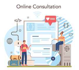 IT education online service or platform. Student write software
