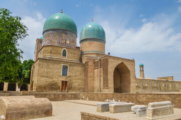 Wall Mural - Sheikh Kulal's mausoleum and medieval tombstones of Dorut Tilavat complex in Shakhrisabz, Uzbekistan. Father of Timur (Tamerlane) is buried in same mausoleum