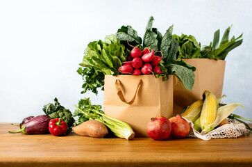 Healthy food shopping or delivery concept