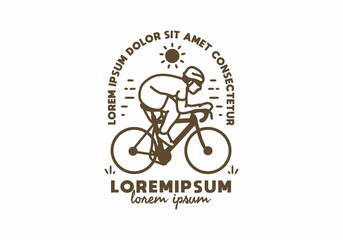 Wall Mural - Fast bicycle line art with lorem ipsum text