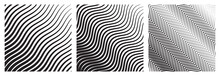 Set Of Wave Oblique Smooth Lines Pattern In Vector