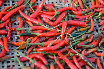 Sticker - red chili on bamboo basket