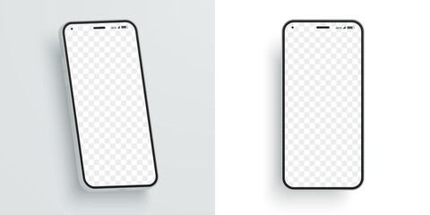 Wall Mural - vector smartphone mockup with blank screen to showcase your design. modern mobile phone at different