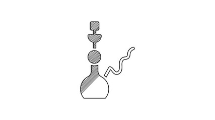 Wall Mural - Black line Hookah icon isolated on white background. 4K Video motion graphic animation