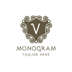 Wall Mural - monogram luxury Logo vector template for Restaurant  Royalty Boutique  Cafe  Hotel Jewelry  Fashion.