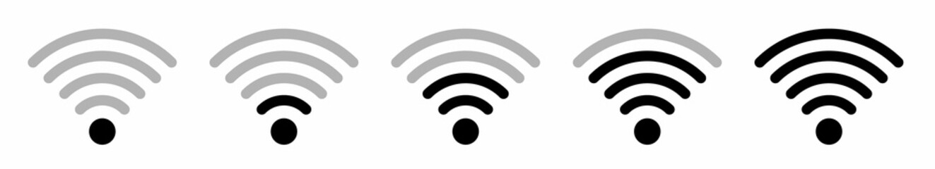 Wall Mural - Wi-Fi wireless signal icon set. Wi-Fi Icon set symbol. Technology Wi-Fi Different levels of communication. Wi-Fi button. Vector illustration.