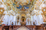 Bavaria, Germany. Interior of the Church of Wies, (Wieskirche at Steingaden) on the romantic road.