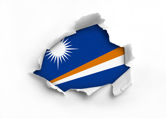 Wall Mural - Flag of Marshall Islands underneath the ripped paper