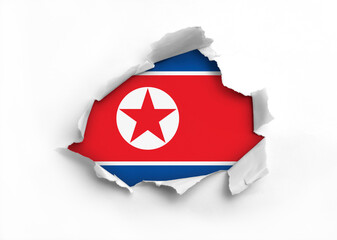 Wall Mural - Flag of North Korea underneath the ripped paper