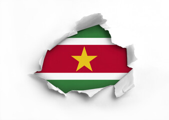 Wall Mural - Flag of Suriname underneath the ripped paper