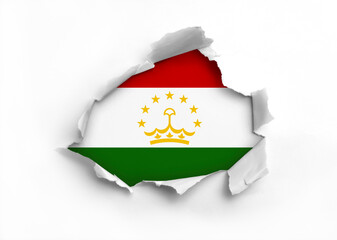 Wall Mural - Flag of Tajikistan underneath the ripped paper.