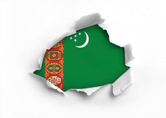 Wall Mural - Flag of Turkmenistan underneath the ripped paper