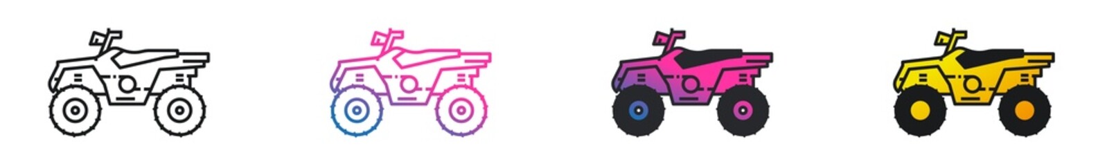 Set of line atv icon isolated on transparent background.