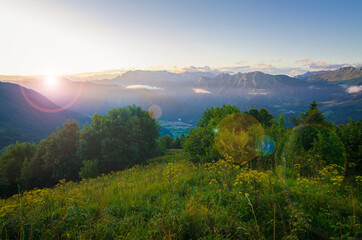 Wall Mural - Sunset in Soca valley, Slovenia.