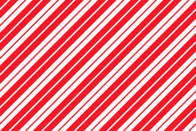 Candy Cane Seamless Pattern. Christmas Striped Background. Vector. Xmas Holiday Diagonal Stripes. Cute Caramel Package Print. Red White Wrapping Texture. Geometric Illustration.