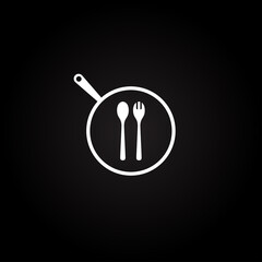 Wall Mural - Spoon and fork symbol. Kitchen logo design.