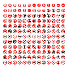 Illustration Set Of Various Prohibition Signs