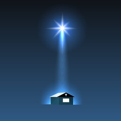 Wall Mural - Star of Bethlehem pattern. Dark blue night background.