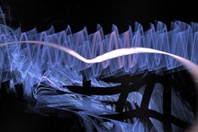 Fountain At Night, Color Blue Black Fractal Art Illustration Background