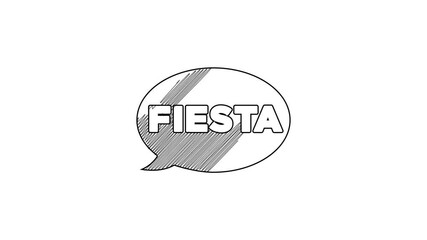 Wall Mural - Black line Fiesta icon isolated on white background. 4K Video motion graphic animation