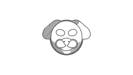 Sticker - Black line Dog icon isolated on white background. 4K Video motion graphic animation