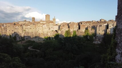 Wall Mural - Panoramic view of Vitorchiano in the late afternoon. Lazio, central Italy.