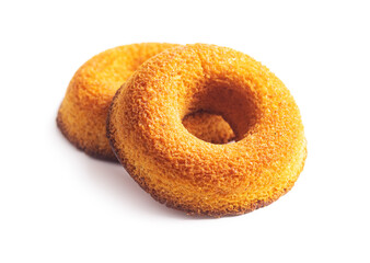 Poster - Round sponge cake dessert. Sweet donut.