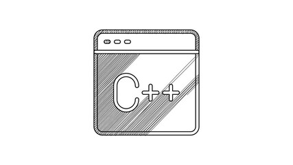 Black line Software, web developer programming code icon isolated on white background. Javascript computer script random parts of program code. 4K Video motion graphic animation