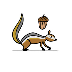 Poster - Funny Chimpank with nut. Ground Squirrel. Sketch for your design