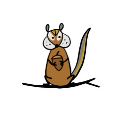 Poster - Funny Chimpank with nut. Ground Squirrel. Sketch for your design