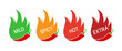 Spicy levels chili pepper icon. Mild, spicy, hot, extra sauce. Vector illustration
