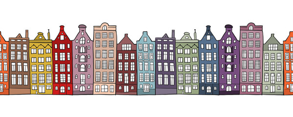 Poster - Architectural cityscape background. Seamless Pattern for your design