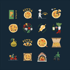 Sticker - Pizzeria. Set of design elements for your design