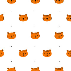 Canvas Print - Funny Tigers. Abstract seamless pattern background