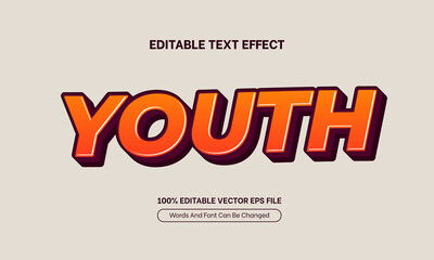 Wall Mural - Youth 3D Bold Sticker Editable Text Effect, Editable Font Style Theme