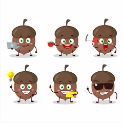 Wall Mural - Acorn cartoon character with various types of business emoticons