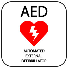 Sticker - AED,automated external defibrillator flat vector icon