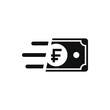 Fast franc cash. Quick money transfer icon flat style isolated on white background. Vector illustration