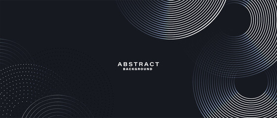 abstract black background with white circle rings. digital future technology concept. vector illustr