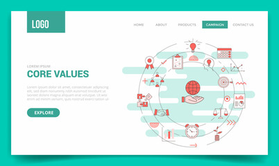 Wall Mural - core values concept with circle icon for website template or landing page homepage