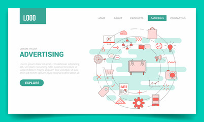 Wall Mural - business advertising concept with circle icon for website template or landing page homepage