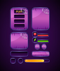 Wall Mural - dark violet game ui halloween kit set template with bar, button, and board pop up interface