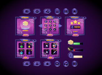 Wall Mural - collection kit set scary halloween board pop up interface with bar and icons