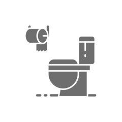 Poster - Toilet, bathroom, wc grey icon. Isolated on white background