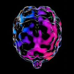  Human brain isolated on black background - 3D illustration