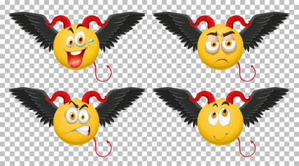 Sticker - Set of devil emoticon with facial expression