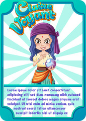 Wall Mural - Character game card template with word Claire Voyant