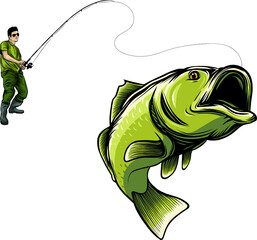 Wall Mural - vector illustration of fisherman caught fish design